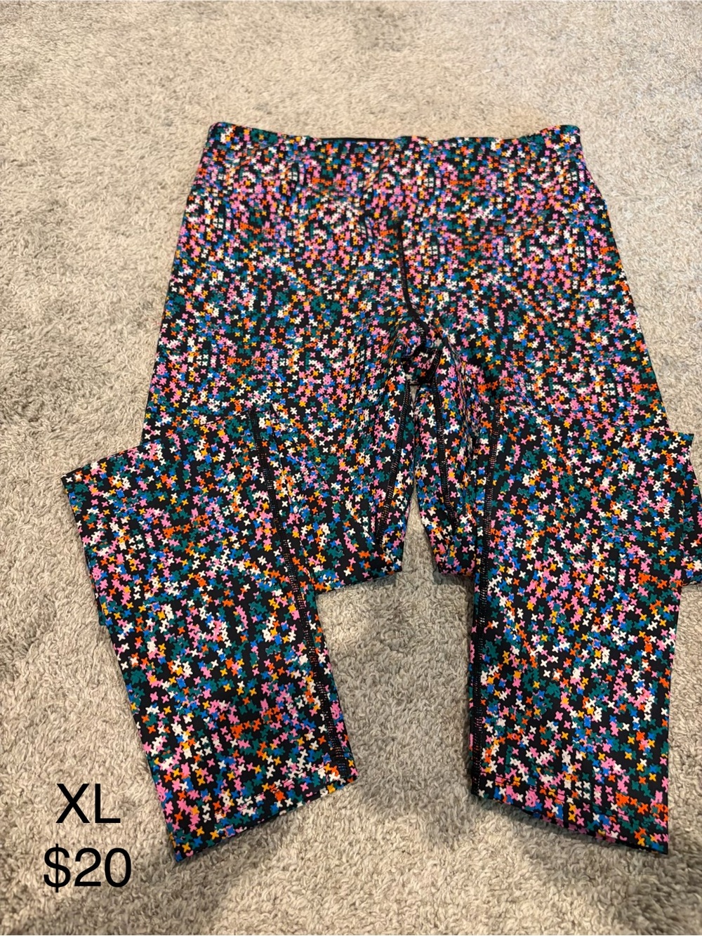 Star Confetti Leggings - Black Multicolor
